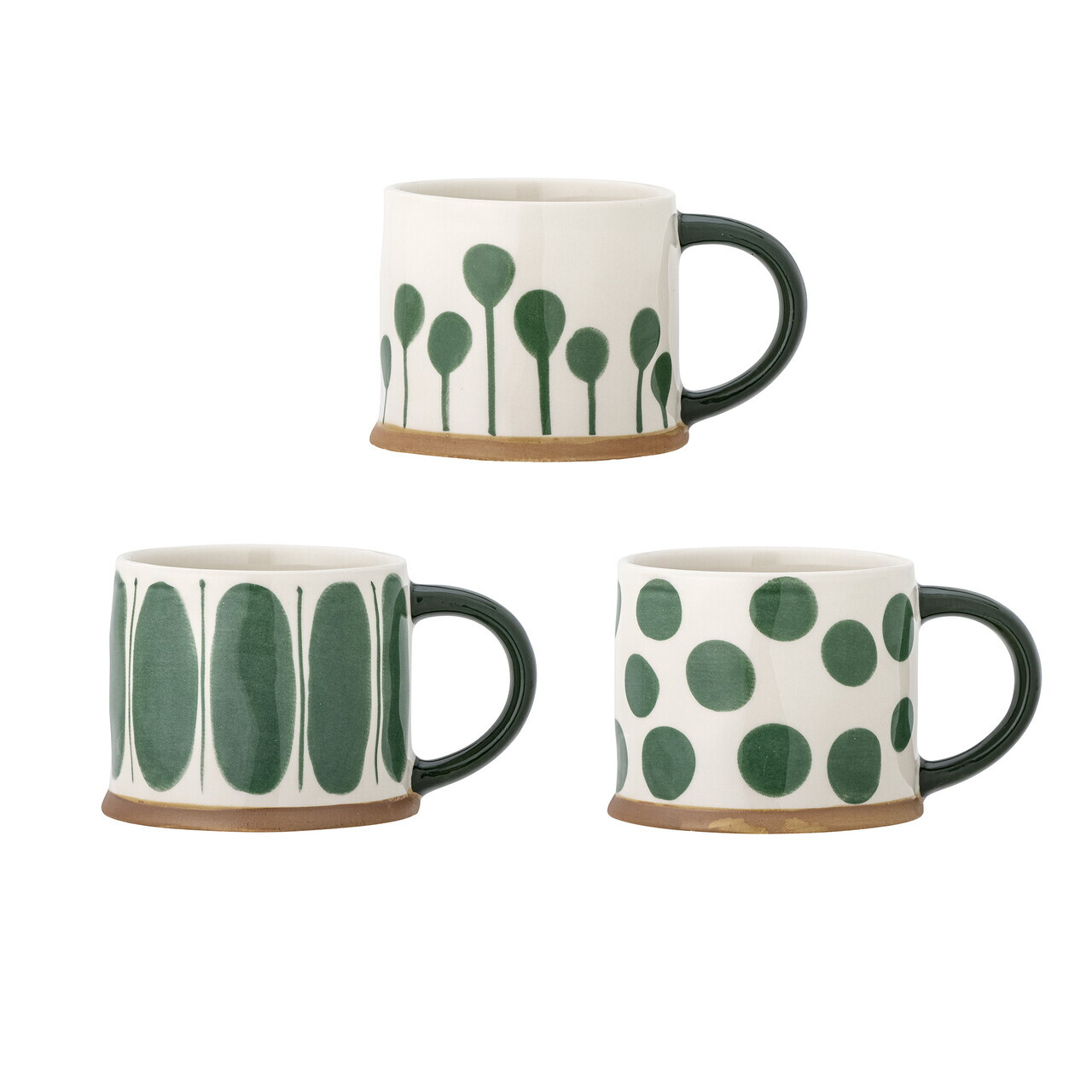 Set 3 cani, Bloomingville, Linora, 11x8.5 cm, 450 ml, ceramica, verde - imagine 4